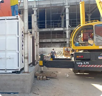 Içamento com guindaste telescópico